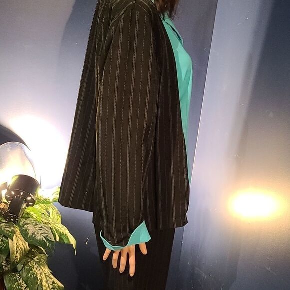 Black pants suit with blue stripes - Picture 7 of 14